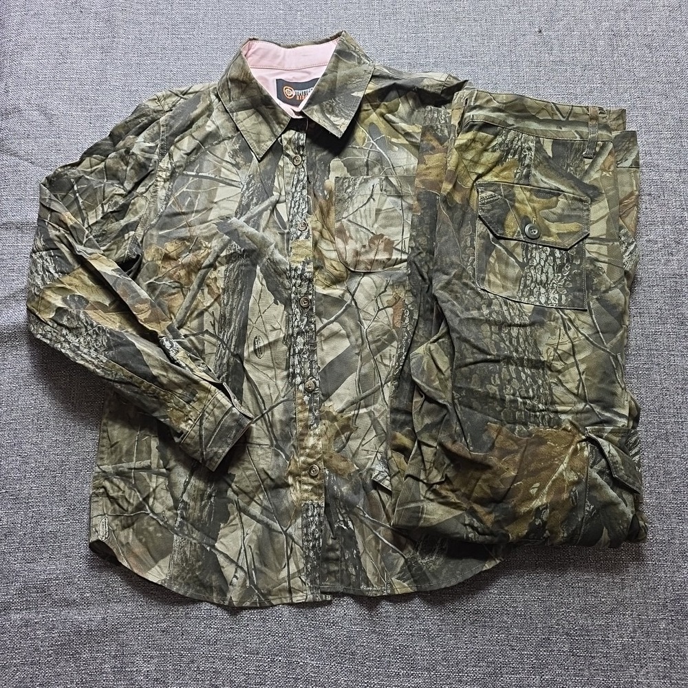 Lot Outfitters Ridge Realtree Womens Camo Hunting Pants w/ Long Sleeve T Size 6